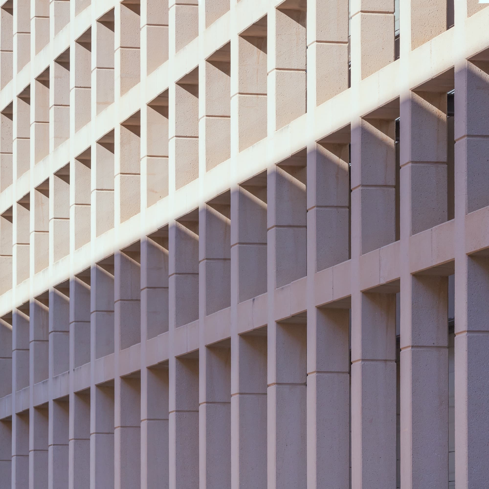 Facade of an office building in afternoon light